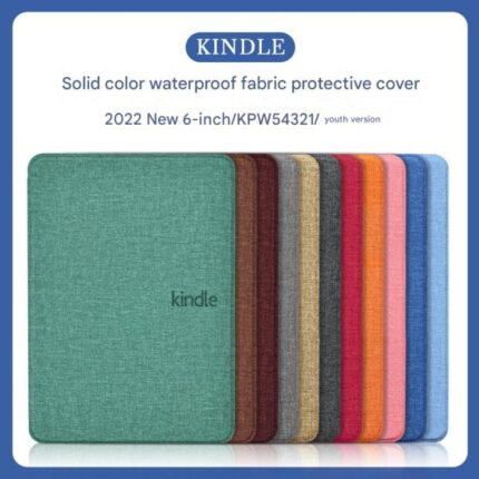 Kindle 2024 Paperwhite Gen 12th & Basic Cover Case Denim Fabric Leather Both Sides & Transparent